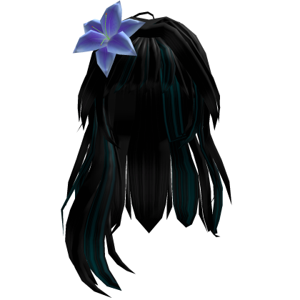 Black & Teal Floral Hair Roblox item