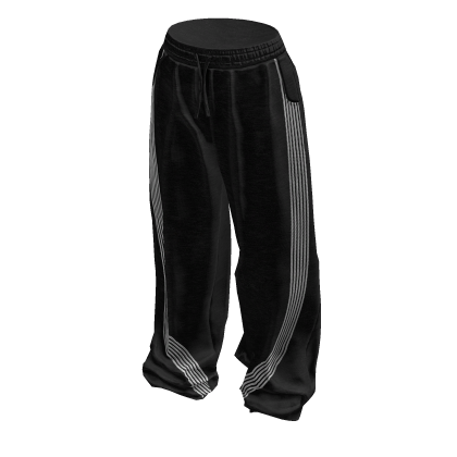 Baggy Sweatpants With Stripes (Black)