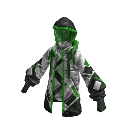 Sci-fi Hoodie | White & Green | Futuristic thumbnail