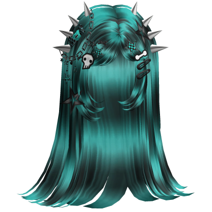 ♡ Scene Spiky Straight Hair (Teal Skunk)