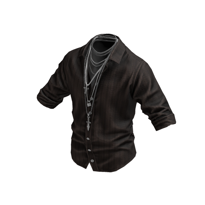 Brown Button Up Shirt w/ Chains