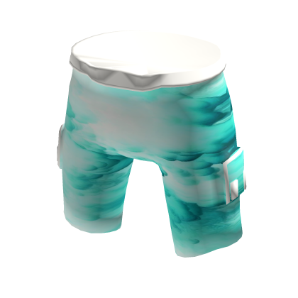 Cyan & White Cloud Shorts thumbnail
