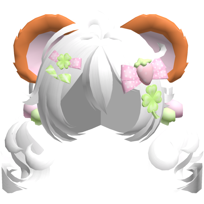 🍀 hamtaro hamster clover pigtails in white