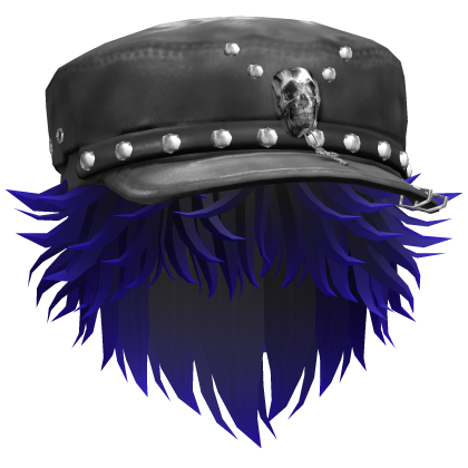 Fluffy Emo Black Beret Y2K Boy Hair (Blue/Black)
