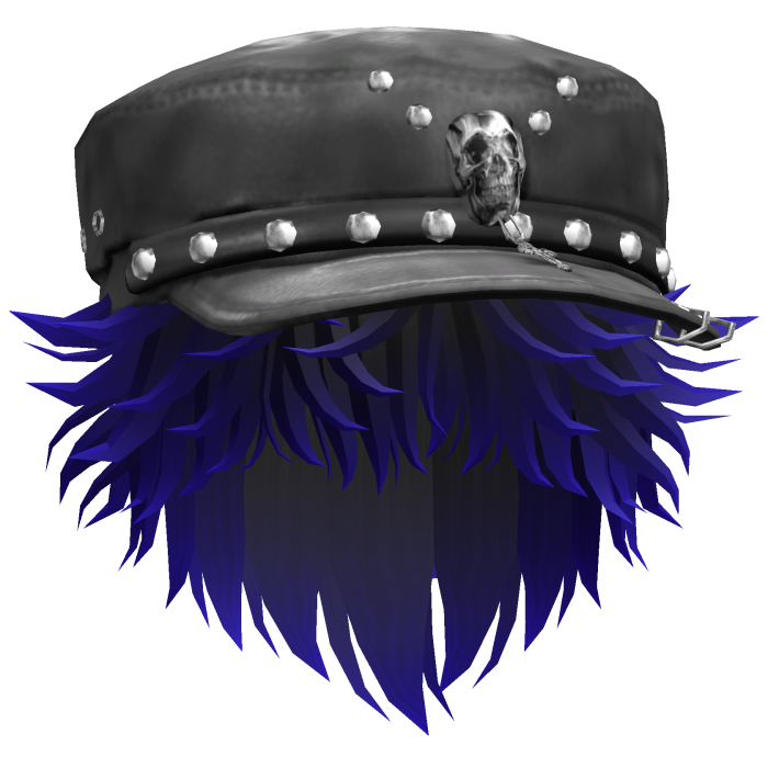 Fluffy Emo Black Beret Y2K Boy Hair (Blue/Black)