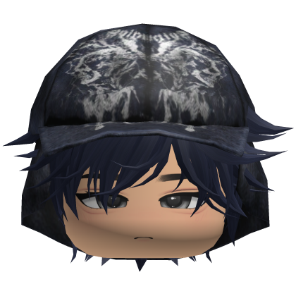Emo Anime Spikey Boy Hair w/ Blue Hat (Blue)