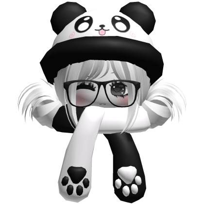 Cute Panda Hat + Scarf Hair White