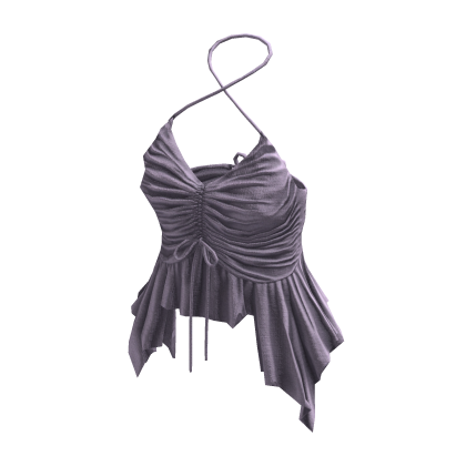 Ruched Ruffle Halter Top ⭐ (Purple)