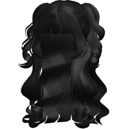 ♡ Black Long Curly Princess Hair W Pigtails Roblox item