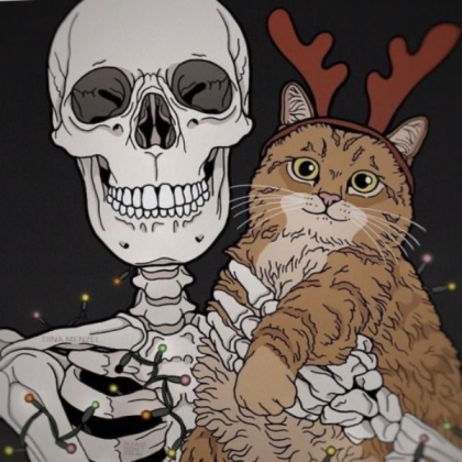 skeleton with cute cat Roblox decal