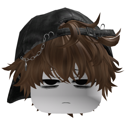 Brown Messy Anime Boy Hair Glasses Y2K Hat