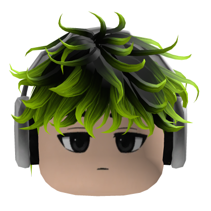Y2K Neon Lime Hair Headphones Emo Roblox item