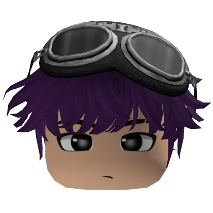 Deep Purple Messy Fluffy Hair w/ Y2K Goggles Roblox item