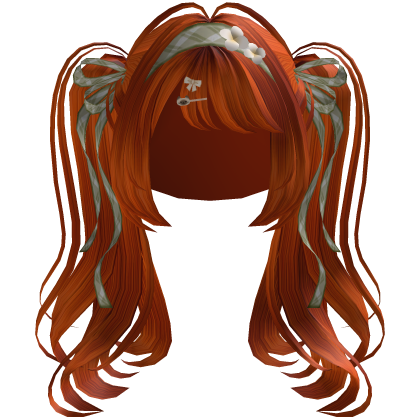 Ginger Coquette Kawaii Pigtail Hair w/ Fox Ears