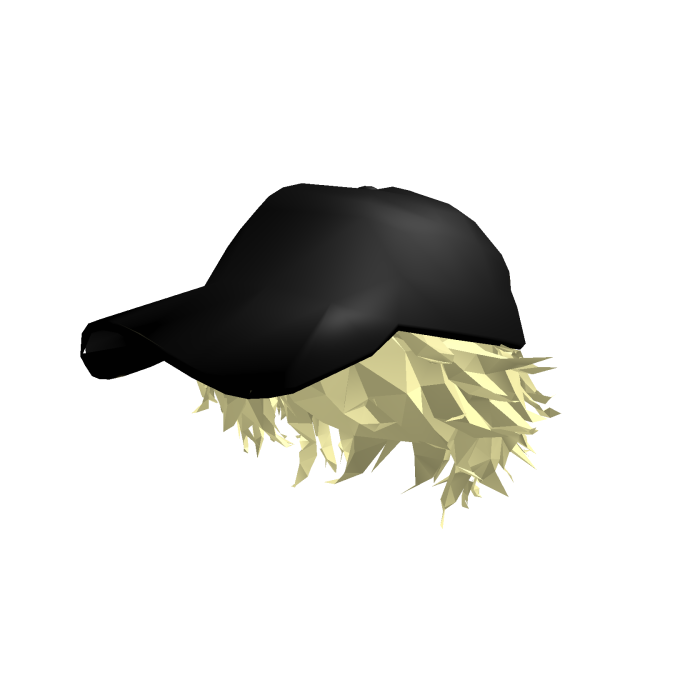 blonde hair with black cap