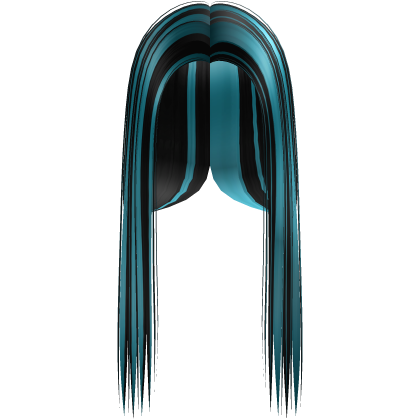 Black and Teal Highlights Y2k Front-Swept Hair