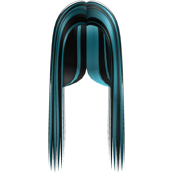 Black and Teal Highlights Y2k Front-Swept Hair