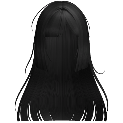 Cute Long Hime Cut Hair w/ Side Bang (Black) Roblox item