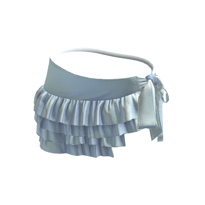 Blue Tied Ruffle Mini Skirt