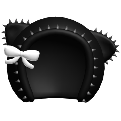 Black Moe studded Cute cat hood with Withe bow Roblox item