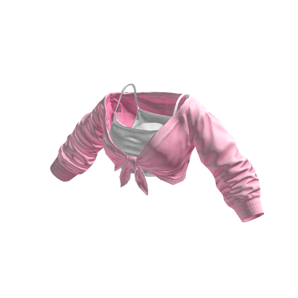 Pink & White Layered Tied Up Cropped Shirt