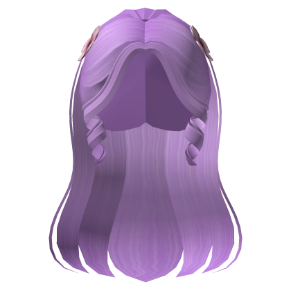 Cute Purple Curled Strands Hair w/ Flowers Roblox item