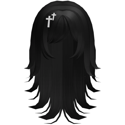 Cute wolfcut hair in black & hairclips Roblox item