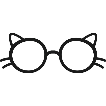 ୨୧ : kawaii round cat glasses ♡ black