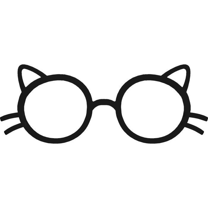 ୨୧ : kawaii round cat glasses ♡ black