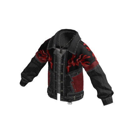 Flame Panel Denim Jacket (Black & Red)