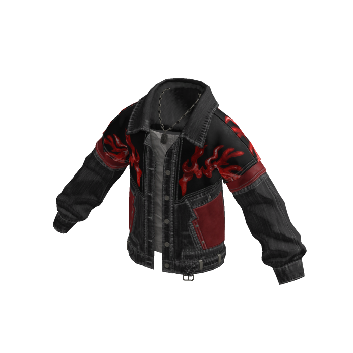 Flame Panel Denim Jacket (Black & Red)