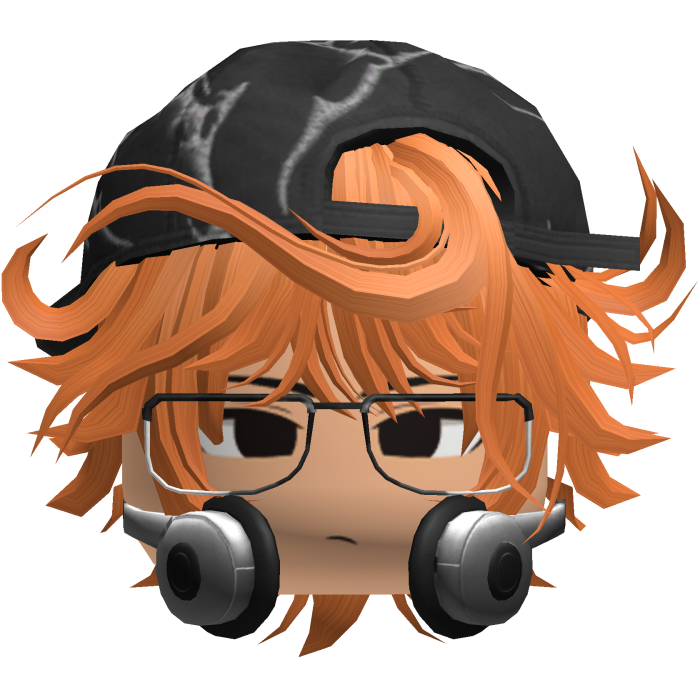 Grunge Moe Orange Wavy Hair /w Hat & Glasses