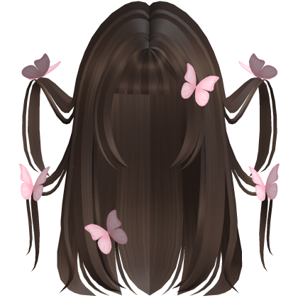 brown fairytale windy pink butterflies dreamy hair Roblox item