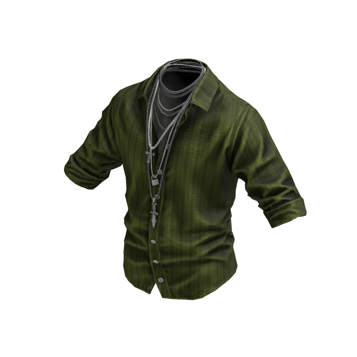 Green Button Up Shirt w/ Chains
