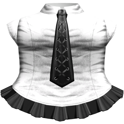 Gothic Wrinkled Tie Dress in White & Black