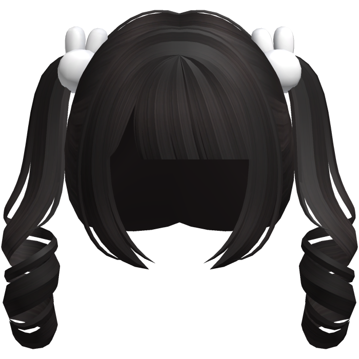 kawaii cutecore curly bunny dark brown pigtails