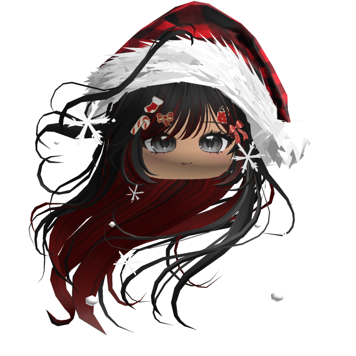 Windy Anime Hair w/Santa Hat (Black&Red)