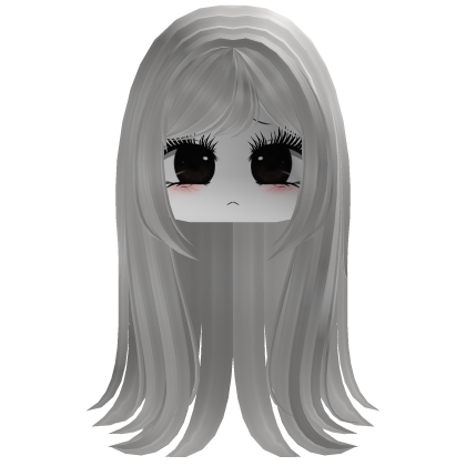 Cute Long Hair & Moe Face with Lashes (White)