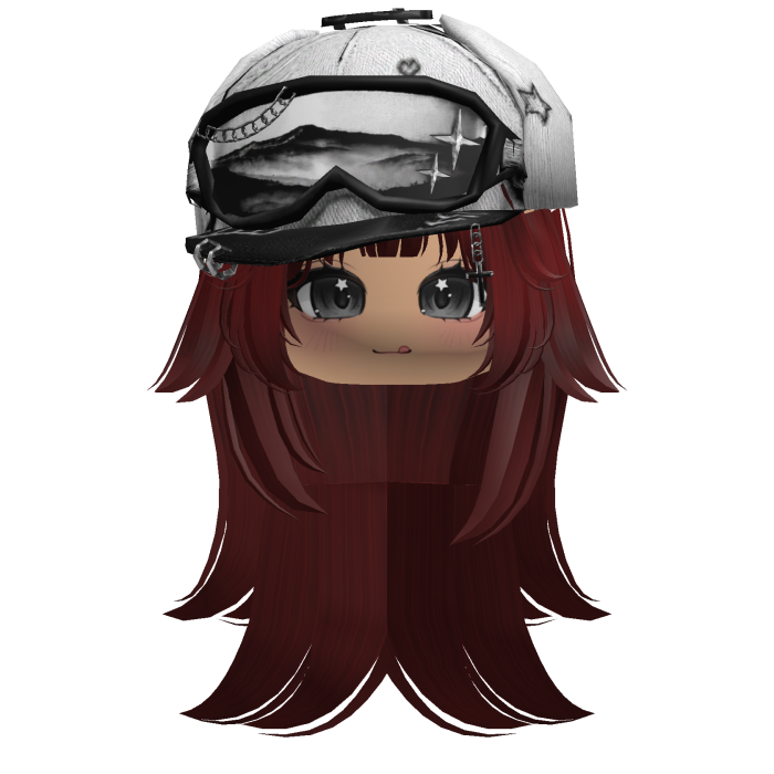 Red Tilted Goggles Cap Girl Hair