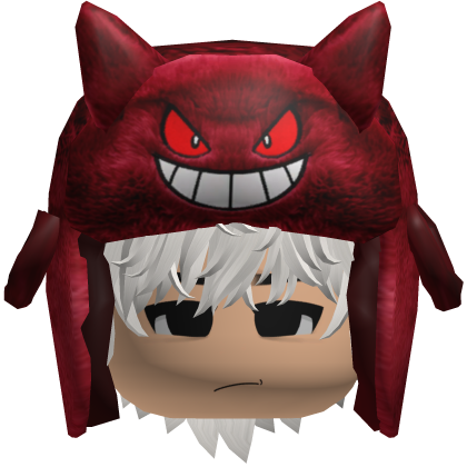 Red Monster Ushanka w/ Emo Boy Face y2k Hair