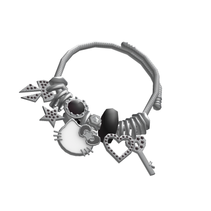 Y2K Kawaii Kitty Star Charm Bracelet Silver Black