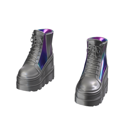 Ankle Platform Boots - Silver Holo
