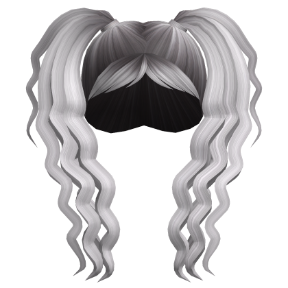 Black White Hair Girl Ponytail Curl Crimp Long zae Roblox item