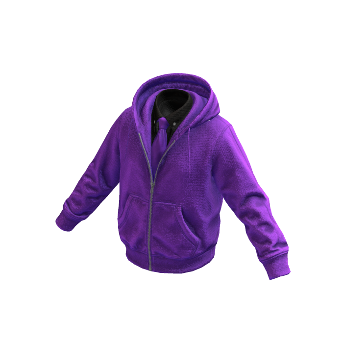 Purple-Black Layered Hoodie w/ Shirt & Tie 