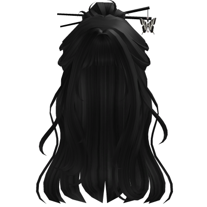 Black Half Bun Hair w/Butterfly Clip