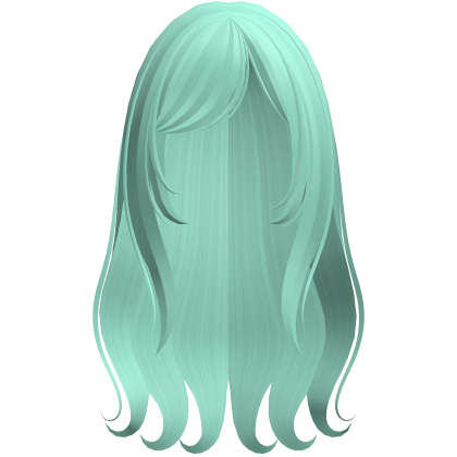 mint green wispy wavy moe anime long layered hair Roblox item