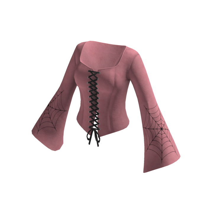 Lace Up Corset Top w/ Bell Sleeves (Pink)