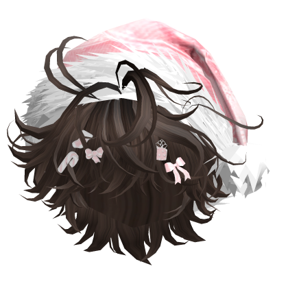 Messy Hair w/Christmas Santa Hat (Brown&Red)