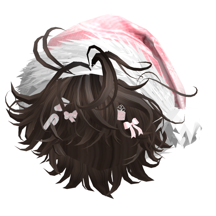 Messy Hair w/Christmas Santa Hat (Brown&Red)