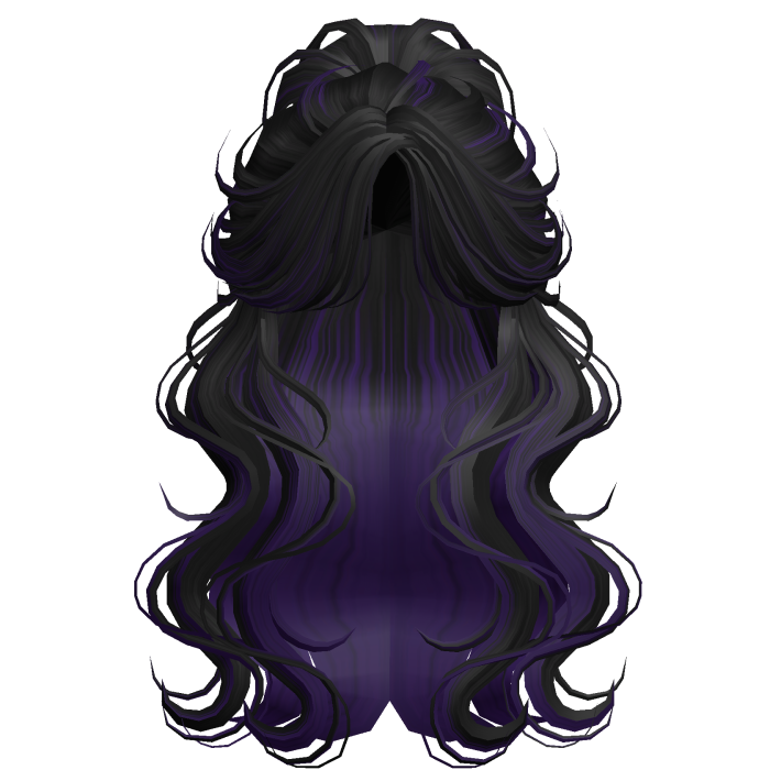 Crimped Wavy Empress Ponytail Black&Purple